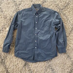 Eddie Bauer Navy Plaid Men's Button-Down Shirt size Medium